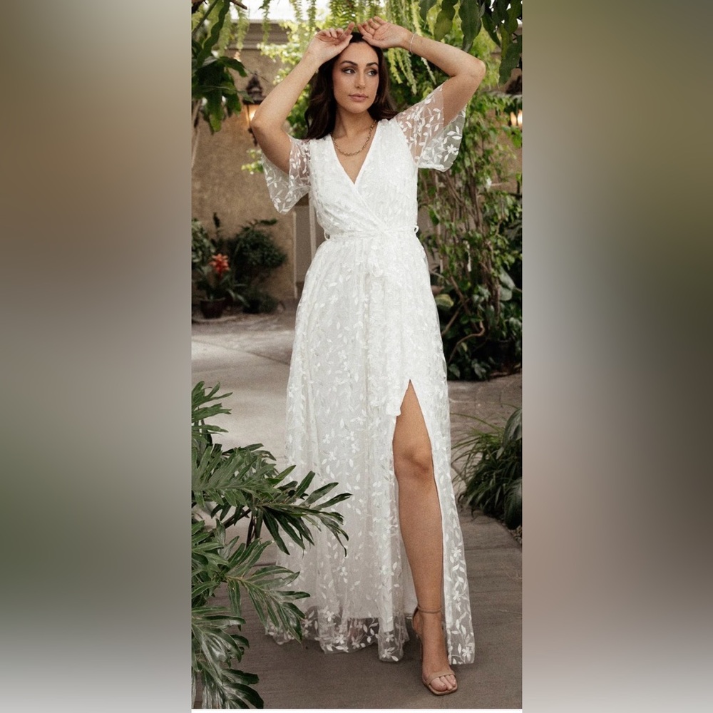 Baltic Born Marseille Embossed Floral Maxi Dress in white
